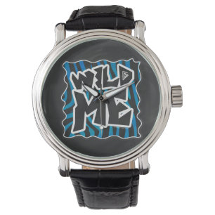 Wild Me Zebra Black and Blue Armbanduhr