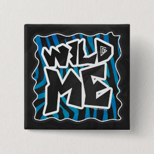 Wild Me Zebra Black and Blue Button