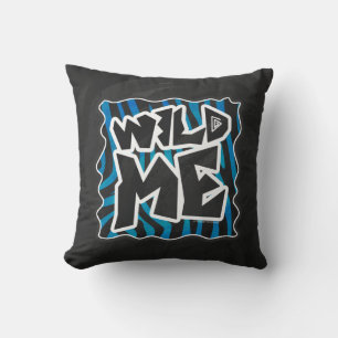 Wild Me Zebra Black and Blue Kissen