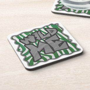 Wild Me Zebra Green und White Getränkeuntersetzer