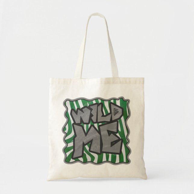 Wild Me Zebra Green und White Tragetasche (Vorne)