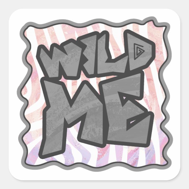 Wild Me Zebra Pink und White Quadratischer Aufkleber (Vorderseite)