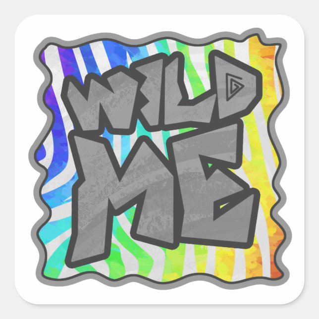 Wild Me Zebra Rainbow and White Print Quadratischer Aufkleber (Vorderseite)