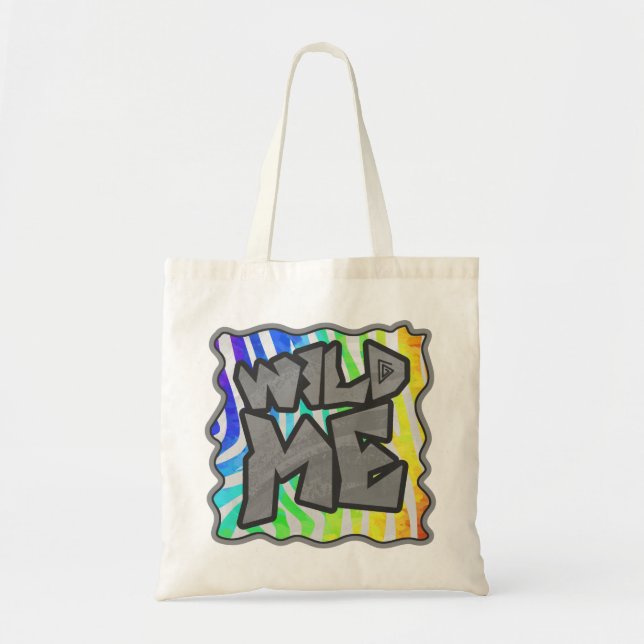 Wild Me Zebra Rainbow and White Print Tragetasche (Vorne)