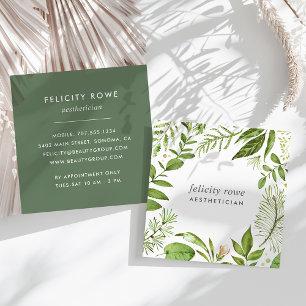 Wild Meadow   Botanischer Rahmen Quadratische Visitenkarte