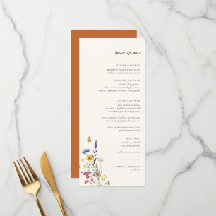 Wild Meadow Floral Wedding Menükarte