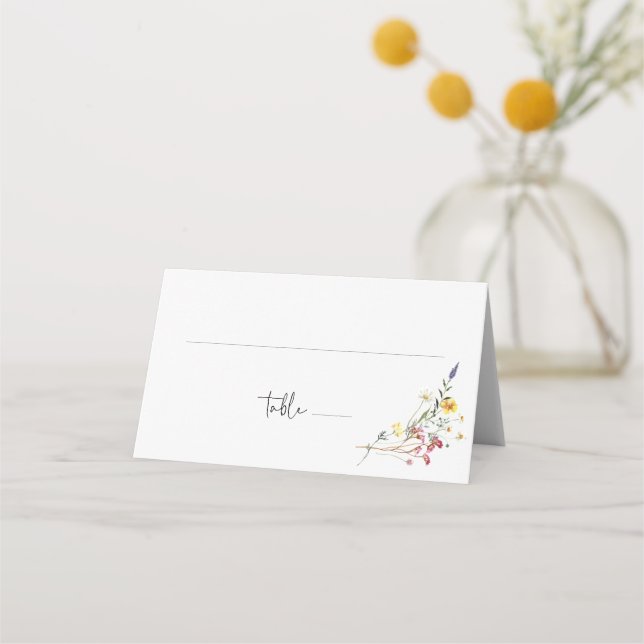 Wild Meadow Floral Wedding Platzkarte (Vorderseite)
