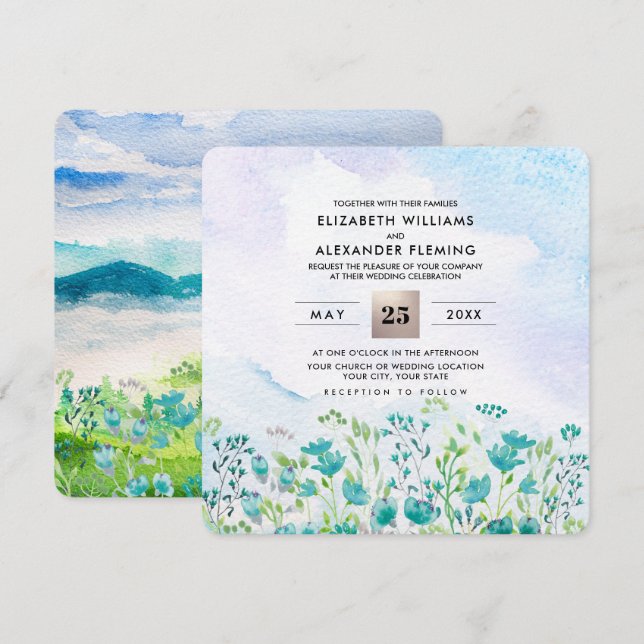 Wild Meadow | Frühgebirge Hochzeitseinladungen Einladung (Vorne/Hinten)