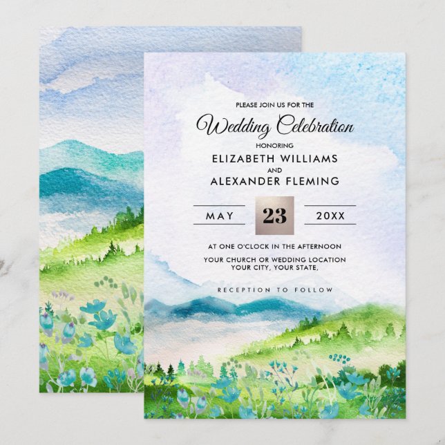 Wild Meadow | Frühgebirge Hochzeitseinladungen Einladung (Vorne/Hinten)