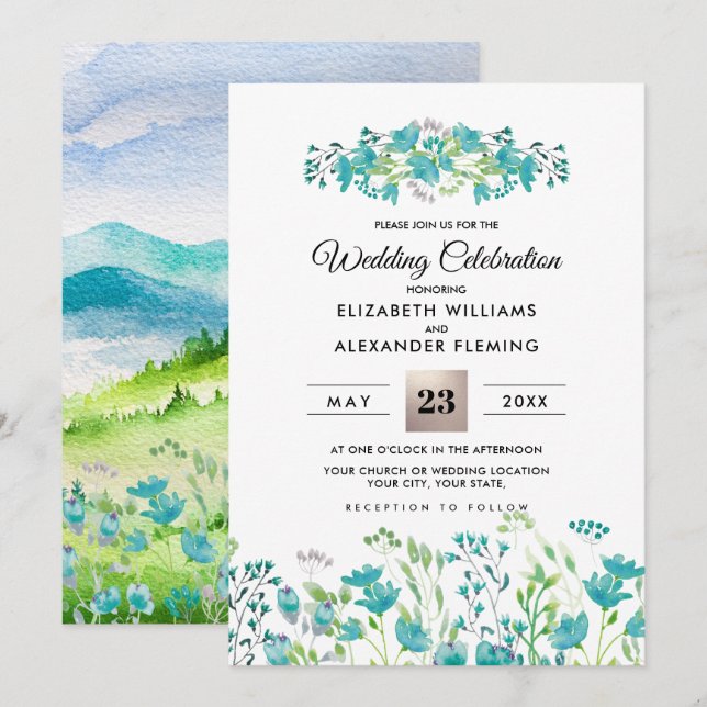 Wild Meadow | Frühgebirge Hochzeitseinladungen Einladung (Vorne/Hinten)