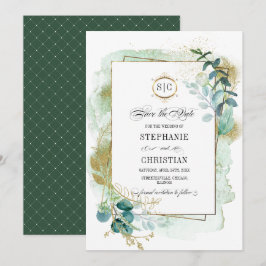 Wild Meadow | Green Botanical Save the Date Cards Einladung