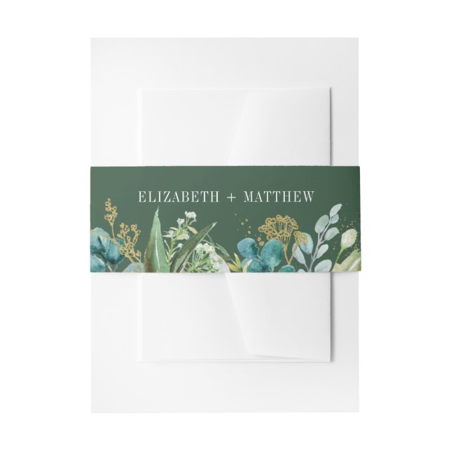 Wild Meadow | Grüne Botanische Hochzeit Einladungsbanderole (Vorderseite Beispiel)