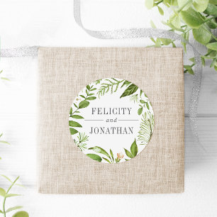 Wild Meadow   Grüne Botanische Hochzeit Runder Aufkleber