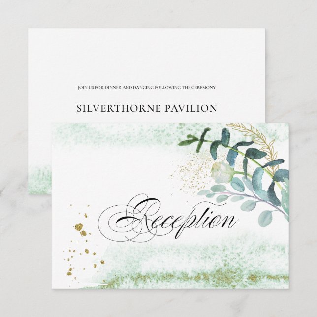 Wild Meadow | Grüne botanische Hochzeitsempfehlung Einladung (Vorne/Hinten)