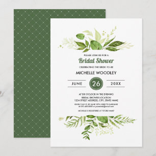 Wild Meadow   Grünes botanisches Brautparty Einladung