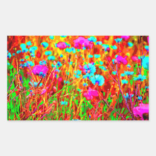 Wild Meadow in Bloom Pop Art Rechteckiger Aufkleber
