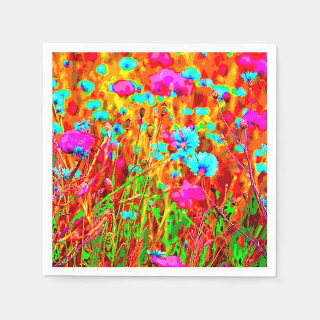Wild Meadow in Bloom Pop Art Serviette (Vorderseite)