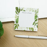 Wild Meadow | PERSONALISIERT Post-it Klebezettel<br><div class="desc">Elegante botanische Quadrat-Noten haben Ihren Namen und/oder Firmennamen,  gerahmt durch einen Rand von üppiger Aquarellgrüne in Wald,  Farn und Frühlinggrün.</div>