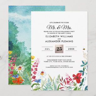 Wild Meadow Summer Forest Engagement Party lädt ei Einladung