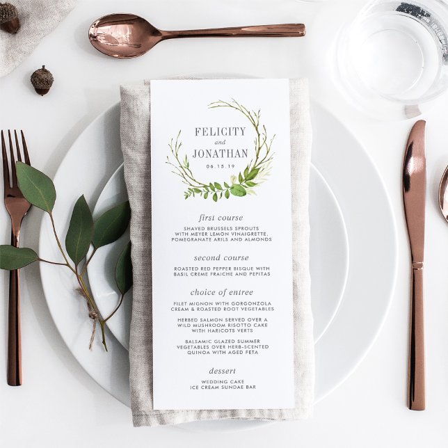 Wild Meadow Wedding Menu Card Menükarte (Von Creator hochgeladen)
