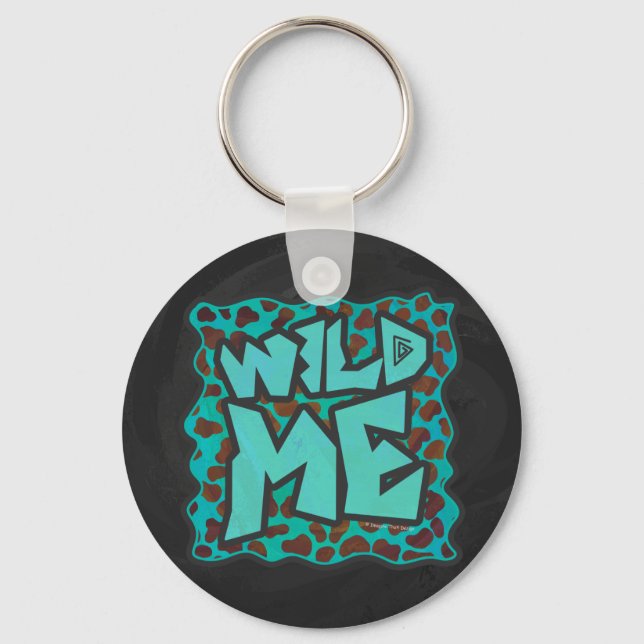 Wild mir Dalmatiner Brown und Aquamarines Design Schlüsselanhänger (Vorderseite)