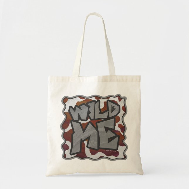 Wild mir Kuh Brown und White Print Tragetasche (Vorne)