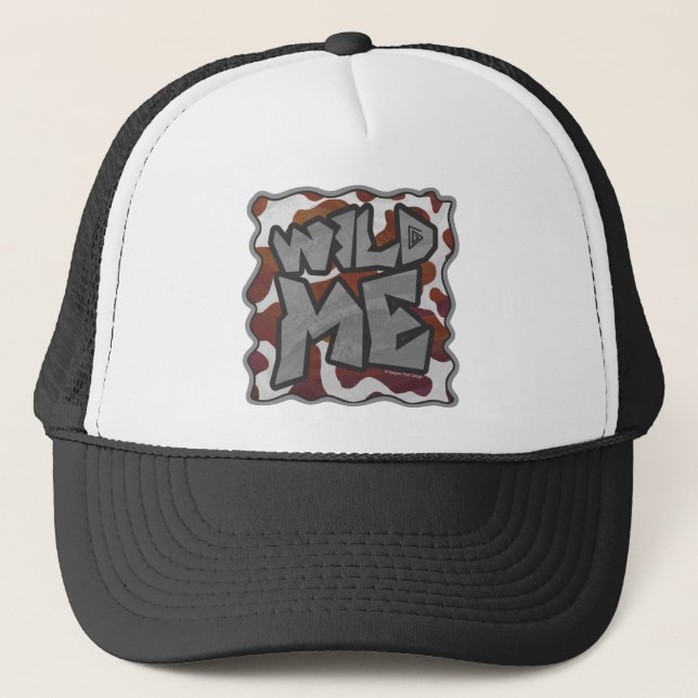 Wild mir Kuh Brown und White Print Truckerkappe (Vorderseite)