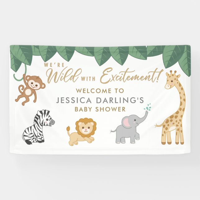 WILD mit spannender Safari Thema Kinderdusche Foa Banner (Horizontal)