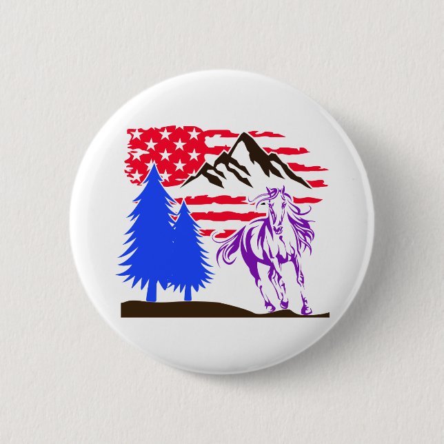 Wild Mountain Horse Galloping Button (Vorderseite)