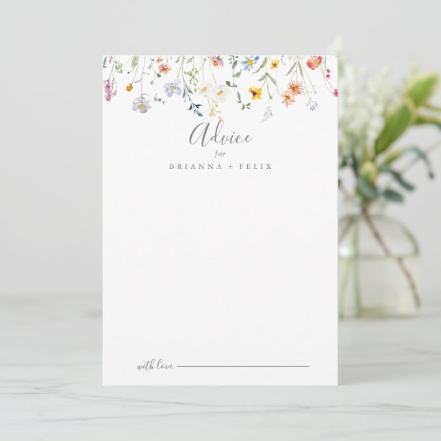 Wild Multicolor Floral Wedding Hinweiskarte (Stehend Vorderseite)