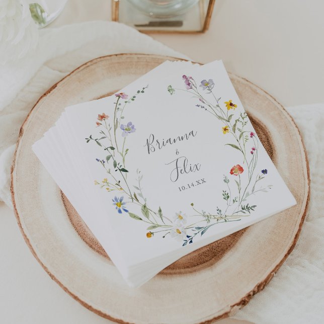 Wild Multicolor Floral Wedding Napkin Serviette (Von Creator hochgeladen)