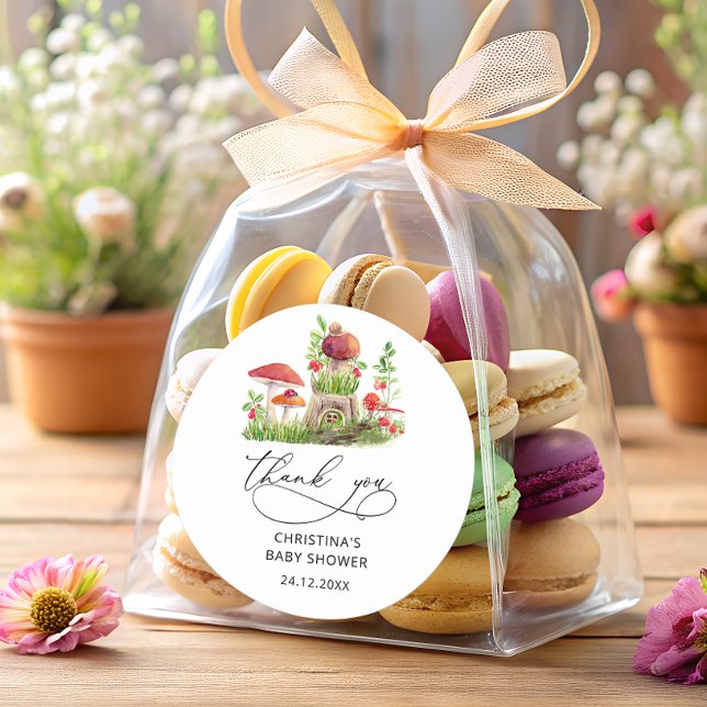 Wild Mushrooms Baby Shower Gefallen Classic Runder Aufkleber (Von Creator hochgeladen)