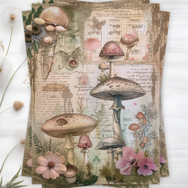 WILD MUSHROOMS DECOUPAGE TISSUPAPIER SEIDENPAPIER (WILD MUSHROOMS DECOUPAGE TISSUE PAPER)