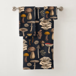 Wild Mushrooms on Grafit Badhandtuch Set