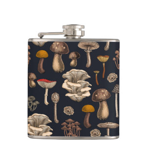 Wild Mushrooms on Grafit Flachmann