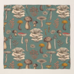 Wild Mushrooms on pine green Schal<br><div class="desc">Verschiedene handgezeichnet Wildpilze, Vektormuster</div>