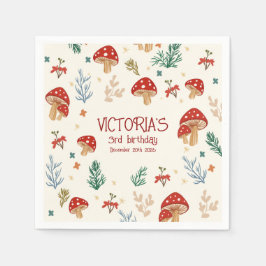 Wild Mushrooms Whimsical Forest Birthday Party Serviette