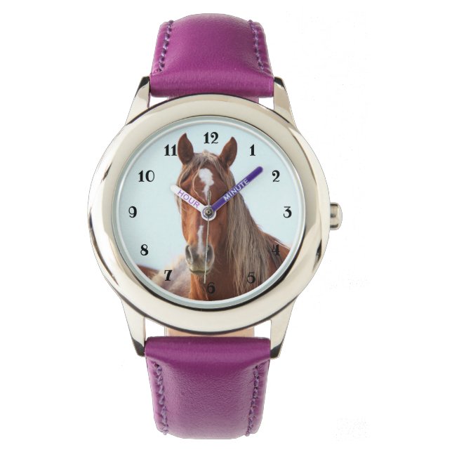 Wild Mustang Horse Girls Armbanduhr (Vorderseite)