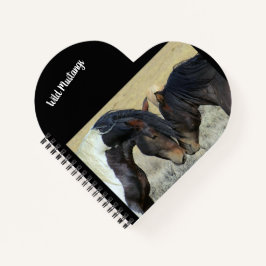 Wild Mustang Horses Heart Shaped Spiral Notebook Notizbuch