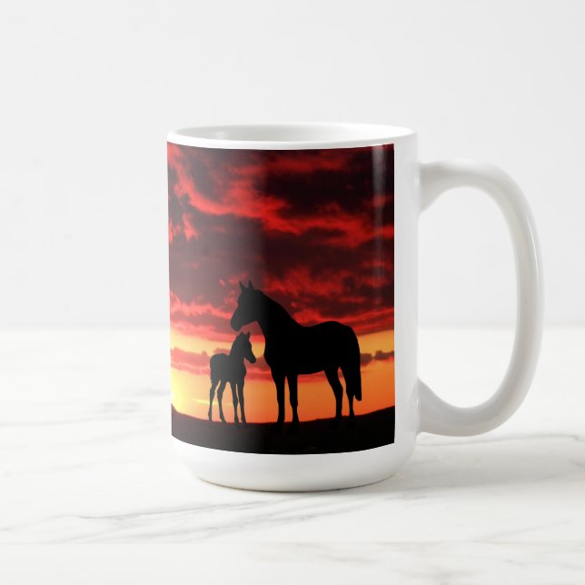 Wild Mustang Mare und Foal Coffee Tasse (Rechts)