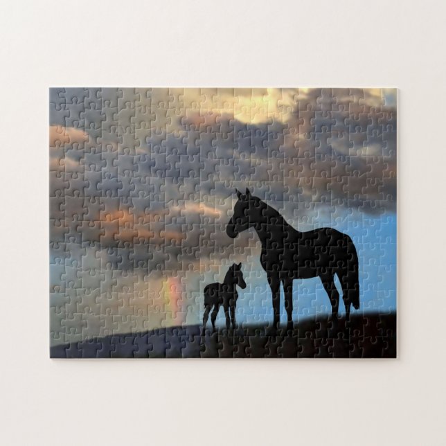Wild Mustang Mare und Foal mit Regenbogen (Horizontal)