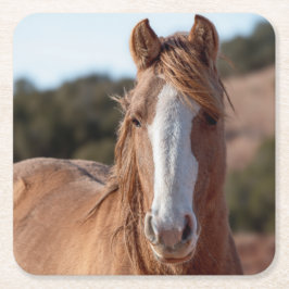 Wild Mustang Rechteckiger Pappuntersetzer