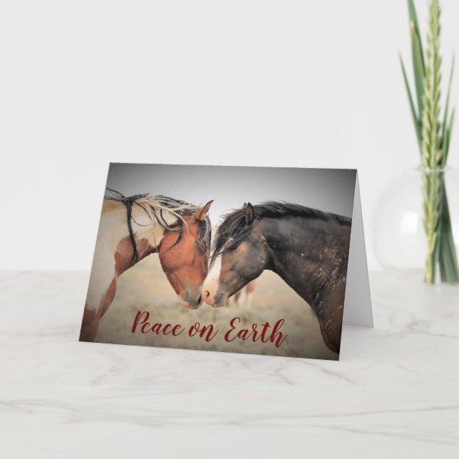 Wild Mustang Weltfrieden Holiday Card Feiertagskarte (Vorderseite)