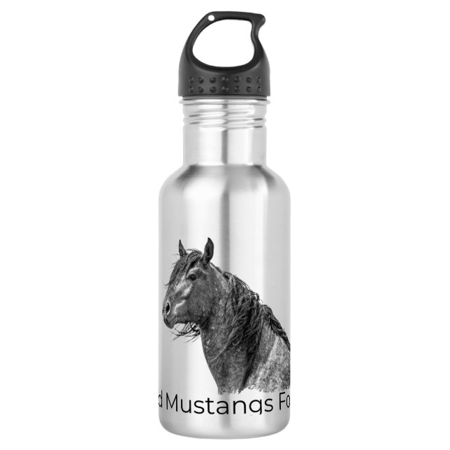 Wild Mustangs Forever Water Flasche Edelstahlflasche (Vorderseite)