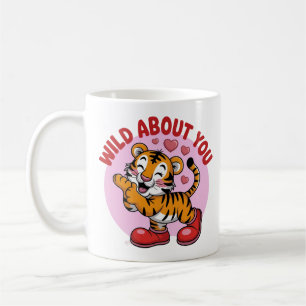 Wild nach dir Lustiger Tiger-Kuss-Wortspiel Kaffeetasse