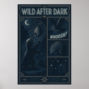 Wild nach Dunkelheit - Comic-Szene in der Nacht Poster