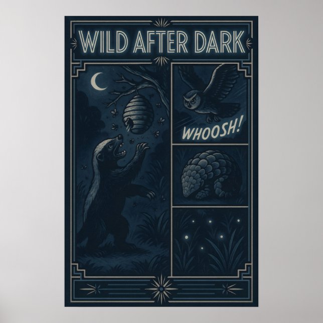 Wild nach Dunkelheit - Comic-Szene in der Nacht Poster (Vorne)