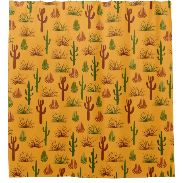 Wild Nature Cactus Bushes Pattern Duschvorhang (Vorderseite)