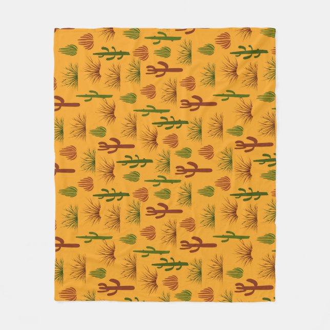 Wild Nature Cactus Bushes Pattern Fleecedecke (Vorderseite)