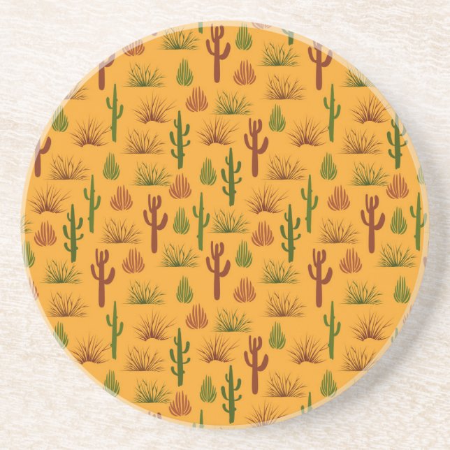 Wild Nature Cactus Bushes Pattern Getränkeuntersetzer (Vorne)